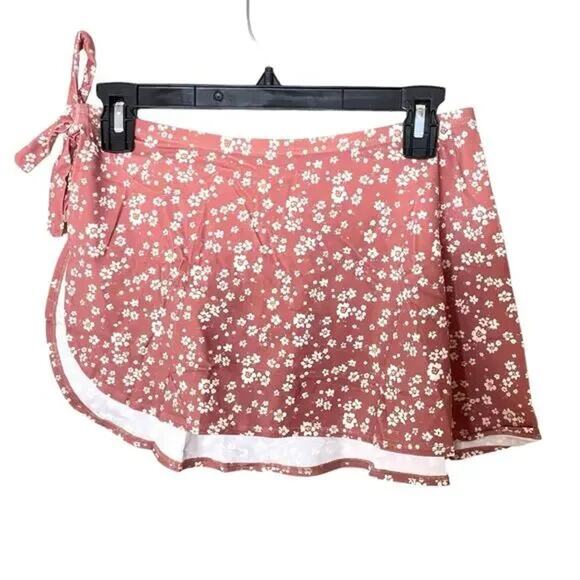 NWT Andie Ditsy Floral Rose Sarong Swim Cover Up Side Tie Bottom S Pink #3416 - Picture 6 of 15